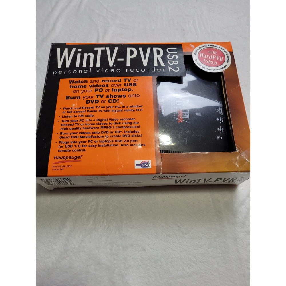 Hauppauge WinTV-PVR-USB2 Video Recorder Model 941 Black USB 2.0 MPEG-2
